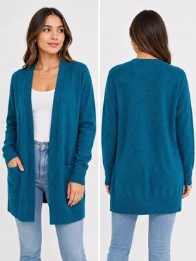 Nine West Teal Open-Front Sweater Cardigan